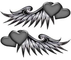 Double Heart Wing Graphics in Gray