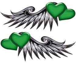 Double Heart Wing Graphics in Green