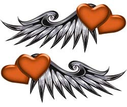 Double Heart Wing Graphics in Orange