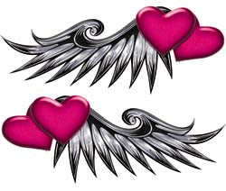 Double Heart Wing Graphics in Pink