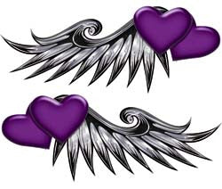 Double Heart Wing Graphics in Purple
