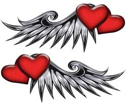 Double Heart Wing Graphics in Red