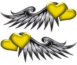 Double Heart Wing Graphics in Yellow