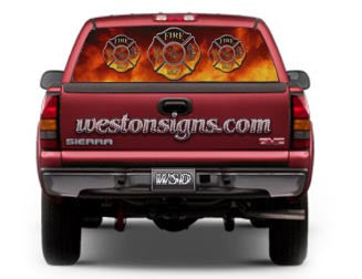View Thru Firefighter Rear Window Graphic