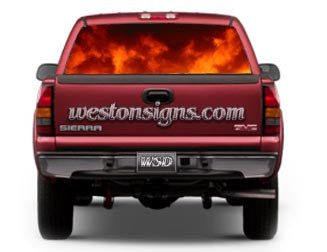 View Thru Real Fire Rear Window Graphic