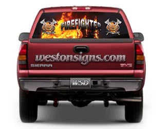 View Thru Firefighter Rear Window Graphic