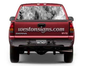 View Thru Inferno Flames Rear Window Graphic Grey