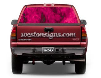View Thru Inferno Flames Rear Window Graphic Pink