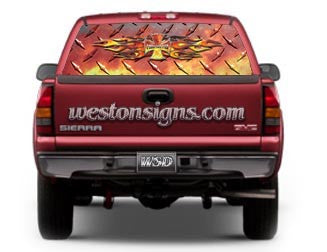 View Thru Firefighter Maltese Cross Rear Window Graphic