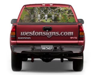 View Thru Camo Deer Skull Rear Window Graphic