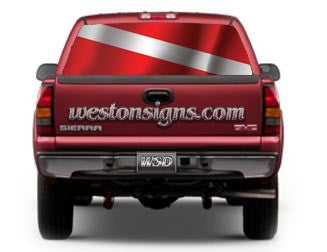 View Thru Dive Flag Window Graphic