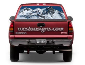 View Thru Mountain Scene Rear Window Graphic