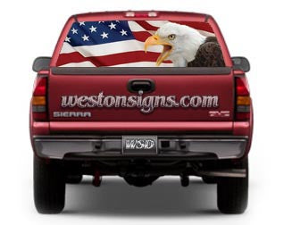 View Thru Patriotic Eagle/Flag Window Graphic