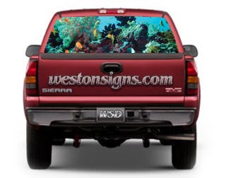 View Thru Tropical Coral Reef Rear Window Graphic