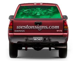 View Thru Firefighter Window Graphic Green