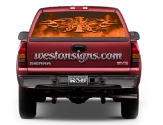 View Thru Firefighter Window Graphic Orange