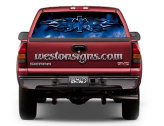 View Thru EMS Window Graphic Wings Blue