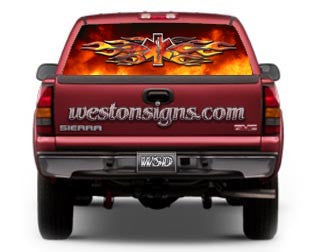 View Thru EMS Window Graphic Wings Real Fire