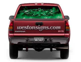 View Thru EMS Window Graphic Wings Green