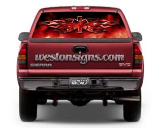View Thru EMS Window Graphic Wings Red