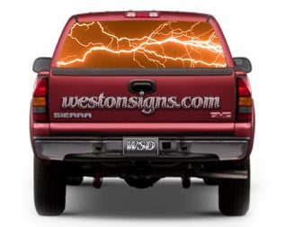 View Thru Electric Lightning Window Graphic Orange
