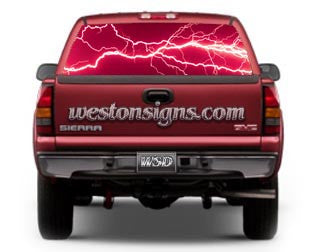 View Thru Electric Lightning Window Graphic Pink