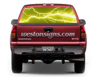 View Thru Electric Lightning Window Graphic Yellow