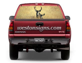 View Thru Big Buck with Doe Deer Window Graphic